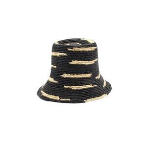 NEW SHEBOBO women's bebe crochet bucket hat in black - zebra stripes